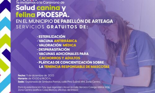 Te invitamos a la Caravana de Salud Canina y Felina de la Proespa en Pabellón de Arteaga este próximo 11 de diciembre.