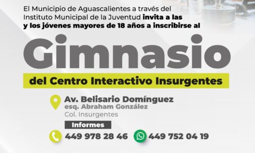 INVITA IMJUVA A INSCRIBIRSE AL GIMNASIO DEL CENTRO INTERACTIVO INSURGENTES