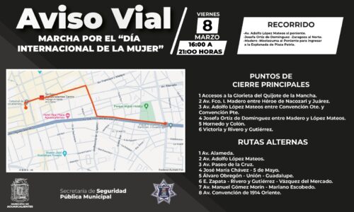 REALIZARÁ POLICÍA MUNICIPAL OPERATIVO VIAL POR MARCHA EN EL DÍA INTERNACIONAL DE LA MUJER