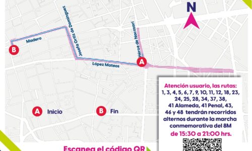 RUTAS ALTERNAS DE URBANOS POR CIERRES VIALES PARA ESTE 8 DE MARZO