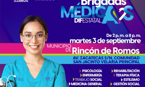 ESTE MARTES EL DIF ESTATAL ACERCARÁ SERVICIOS MÉDICOS GRATUITOS A LA COMUNIDAD DE SAN JACINTO, RINCÓN DE ROMOS