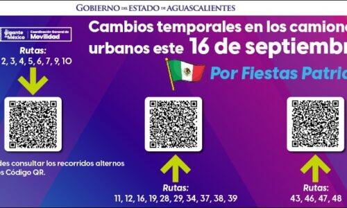 HABRÁ CAMBIO DE RECORRIDO EN RUTAS DE TRANSPORTE URBANO ESTE 16 DE SEPTIEMBRE