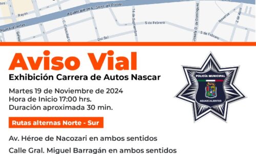 IMPLEMENTARÁ SEGURIDAD PÚBLICA MUNICIPAL OPERATIVO VIAL CON MOTIVO DE LA EXHIBICIÓN «CARRERA DE AUTOS NASCAR»