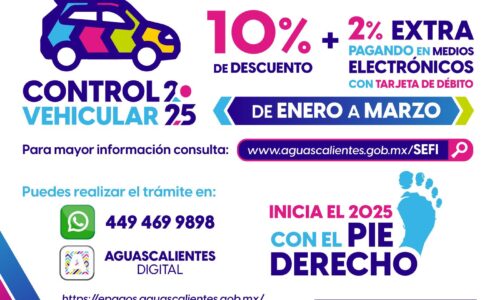 DESCUENTOS DEL 10 POR CIENTO DE ENERO A MARZO EN EL PAGO DEL CONTROL VEHICULAR 2025